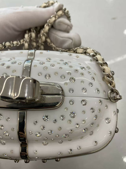 Chanel 2019 White Gondola Minaudière Evening in the Mountain Clutch Bag