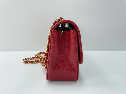Chanel Vintage 91-94 Caviar Leather Red Diana Flap Bag