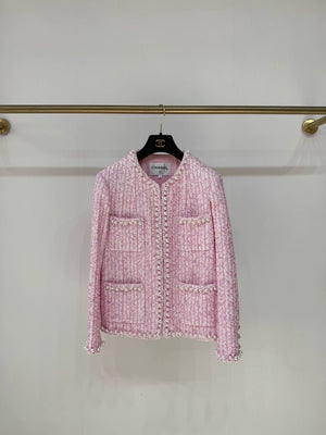 Chanel 25P pink shimmering tweed jacket