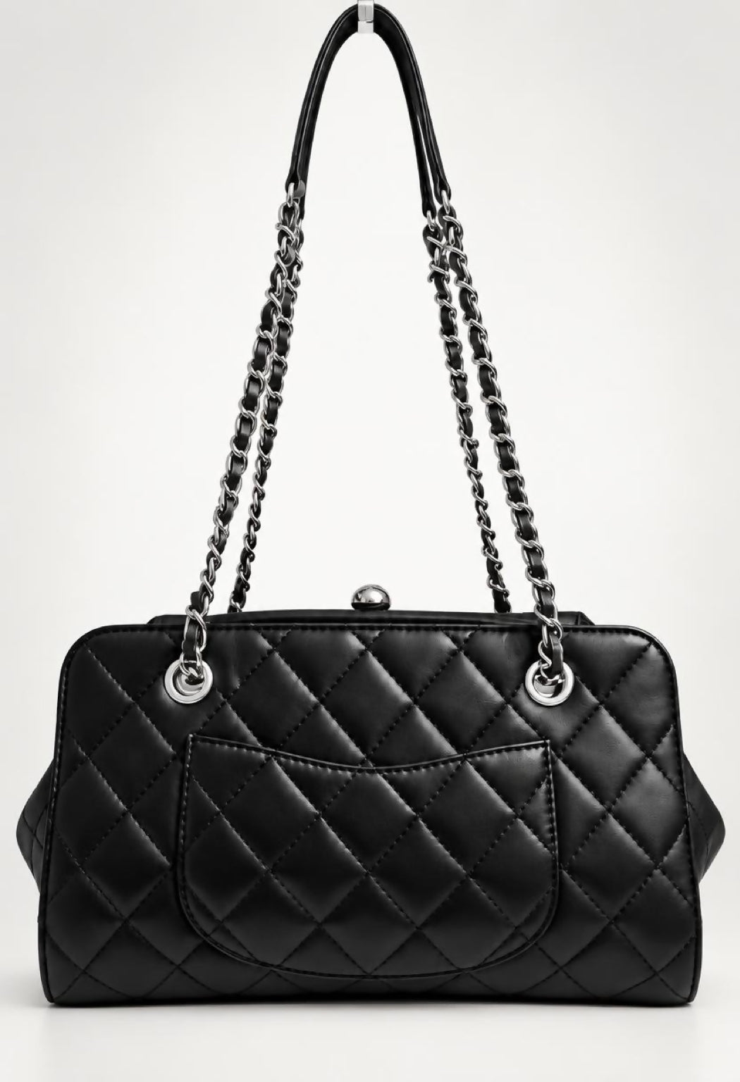 Rare Chanel Classic Black CC Kisslock Lambskin Frame Compartment Timeless Bag