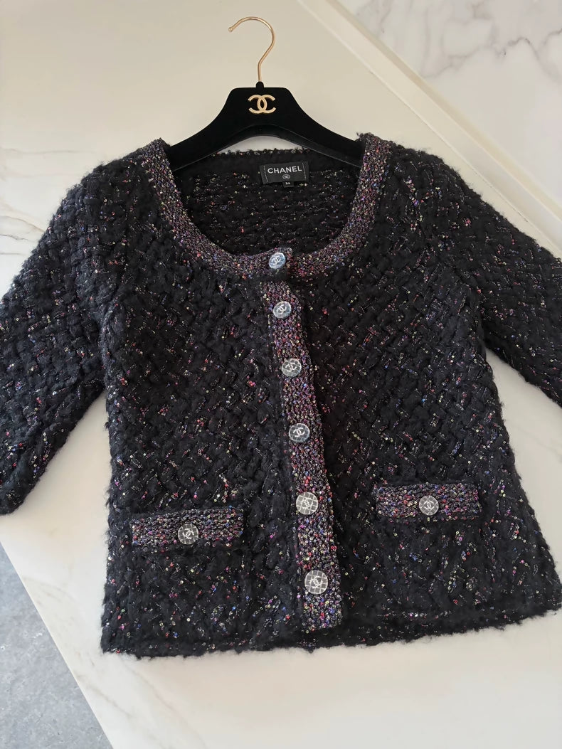 Chanel 21K Black Cashmere Cardigan