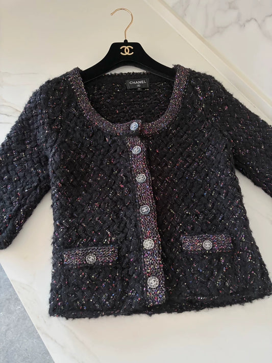 Chanel 21K Black Cashmere Cardigan