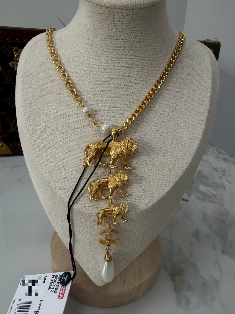 Chanel 22A collection Three Lions necklace