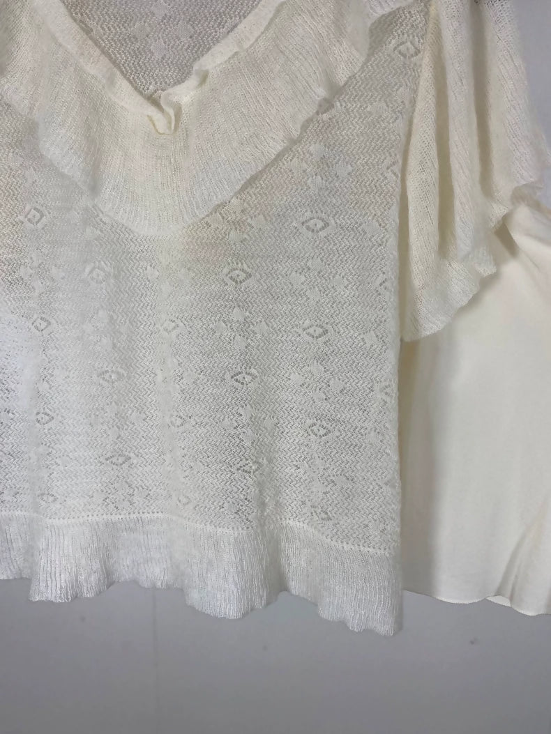 Dior Ruffled Crochet Short-Sleeved Two-Piece Set top