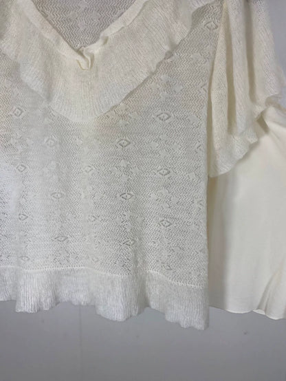 Dior Ruffled Crochet Short-Sleeved Two-Piece Set top