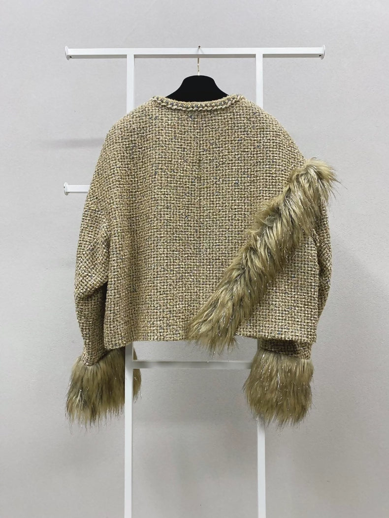 Chanel 21A Haute Couture Gold Tweed Jacket