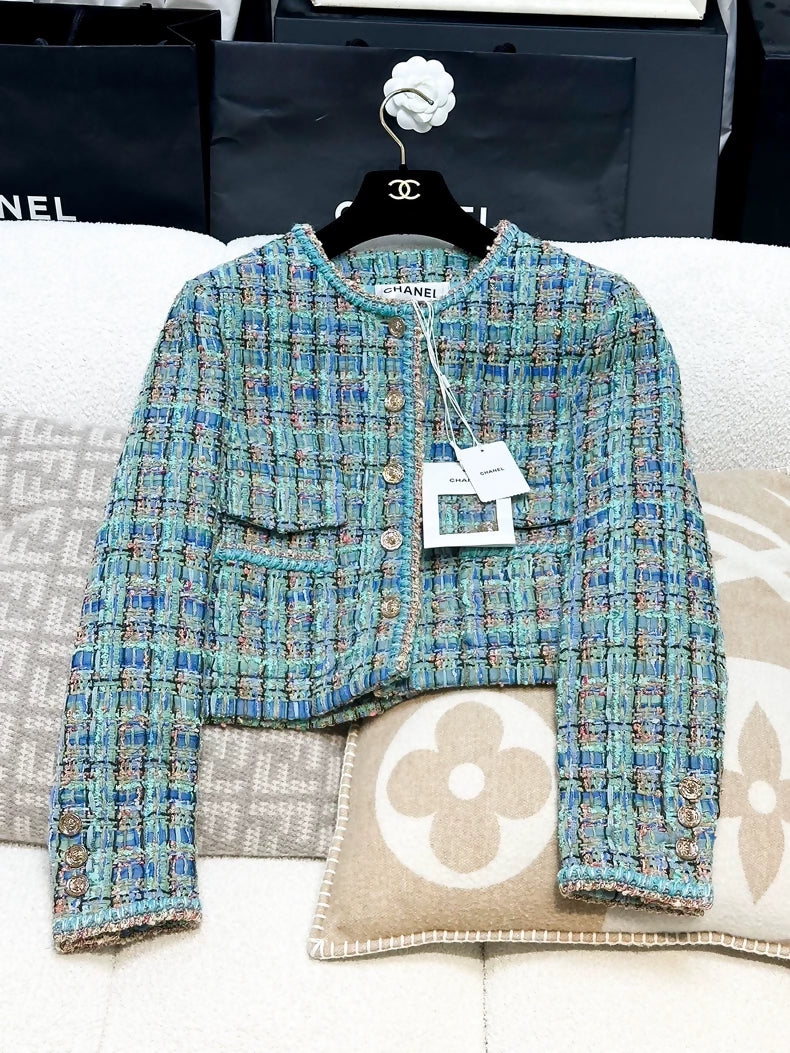 Chanel 25A blue tweed jacket