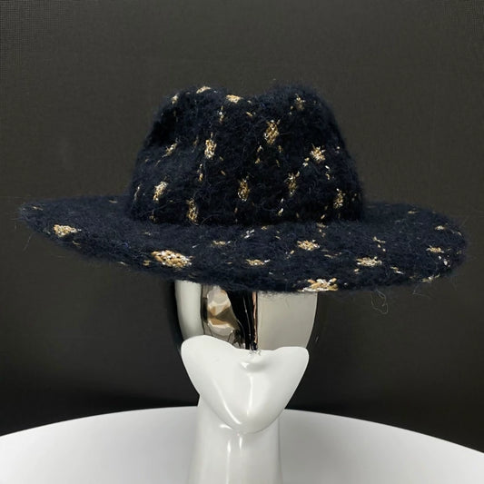 Chanel 19k black and gold houndstooth hat