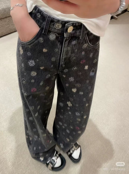 Chanel 25B printed jeans