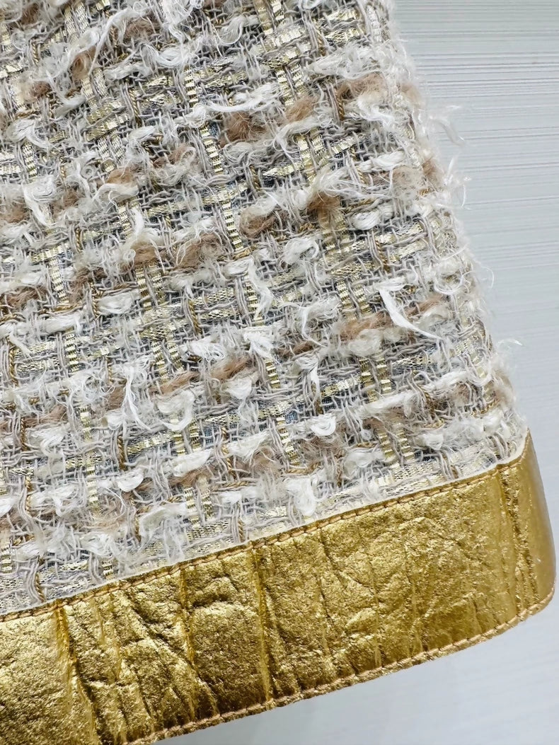 Chanel 19A Egypt Collection Beige Gold tweed Skirt