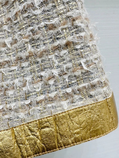 Chanel 19A Egypt Collection Beige Gold tweed Skirt