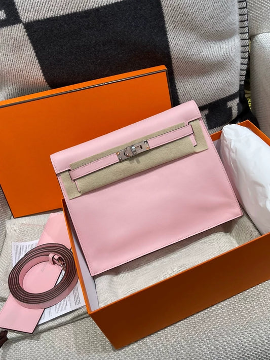 Hermes Kelly danse 3Q Sakura Pink Swift Leather palladium hardware