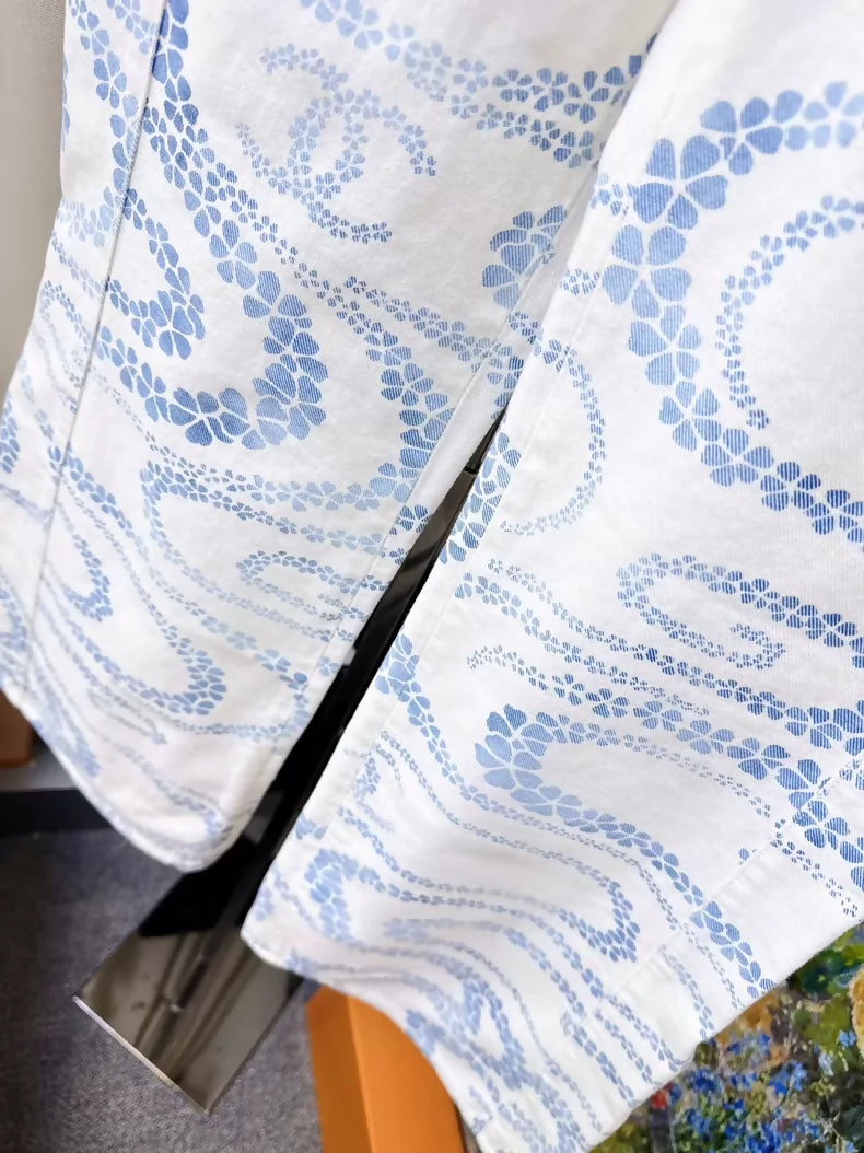 Chanel Spring/Summer 2025 Coco Beach White Print Blue Wavy Pattern Jeans