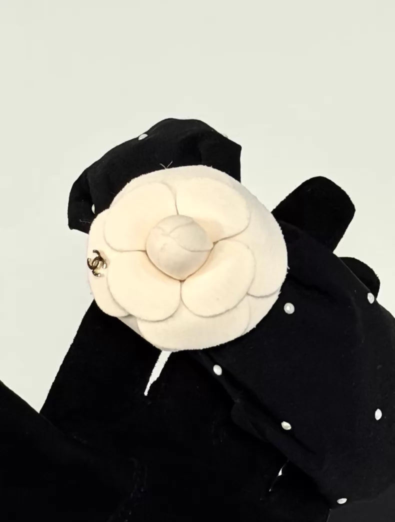 Chanel 25P Polka Dot Pearl Camellia Headband