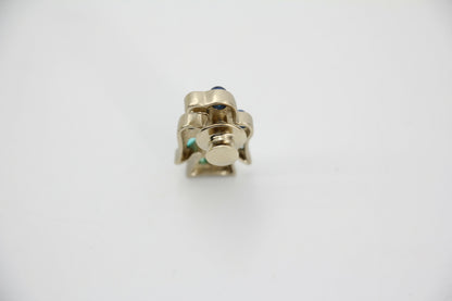 Chanel Vintage 07A Gripoix Blue Black & Green Eagle Brooch