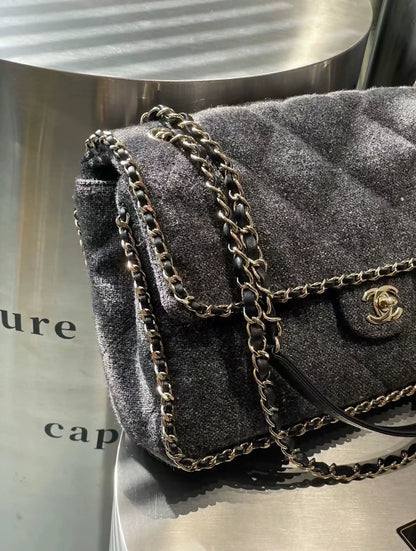 Chanel jumbo wood cf flap with gold hardware