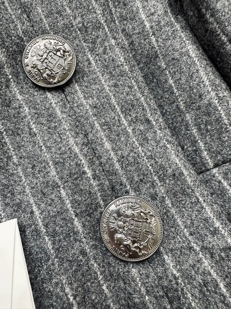 Chanel 18A Gray Striped Jacket