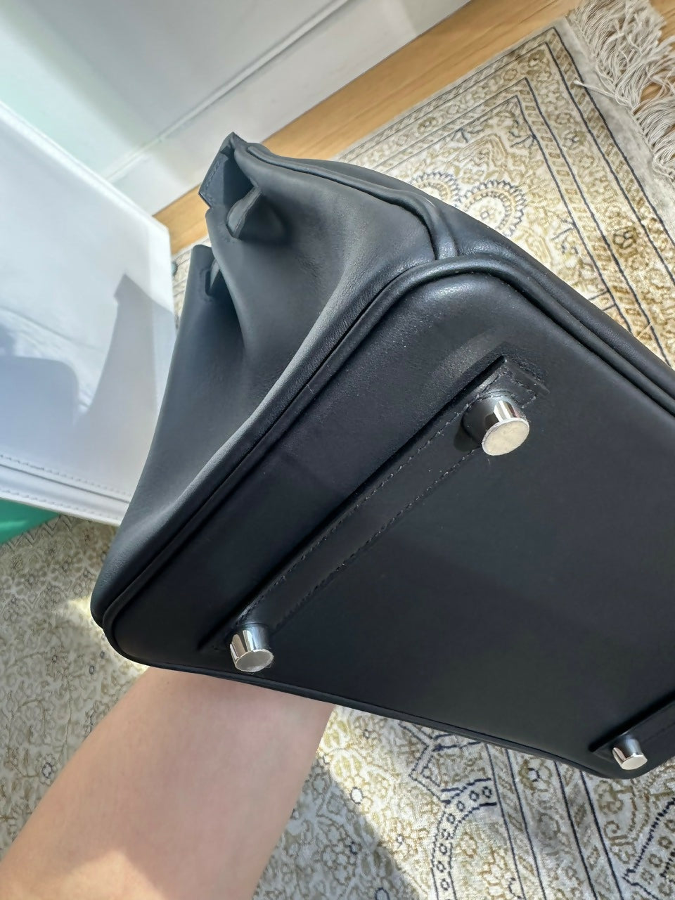 Hermès Birkin 25 Touch Black Shiny Niloticus Lizard and Swift leather Palladium Hardware
