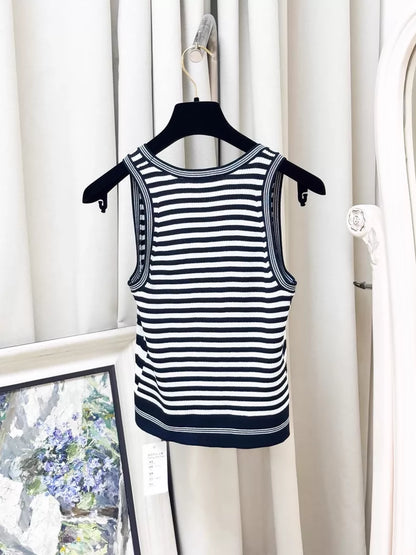 Chanel 23C black and white striped top