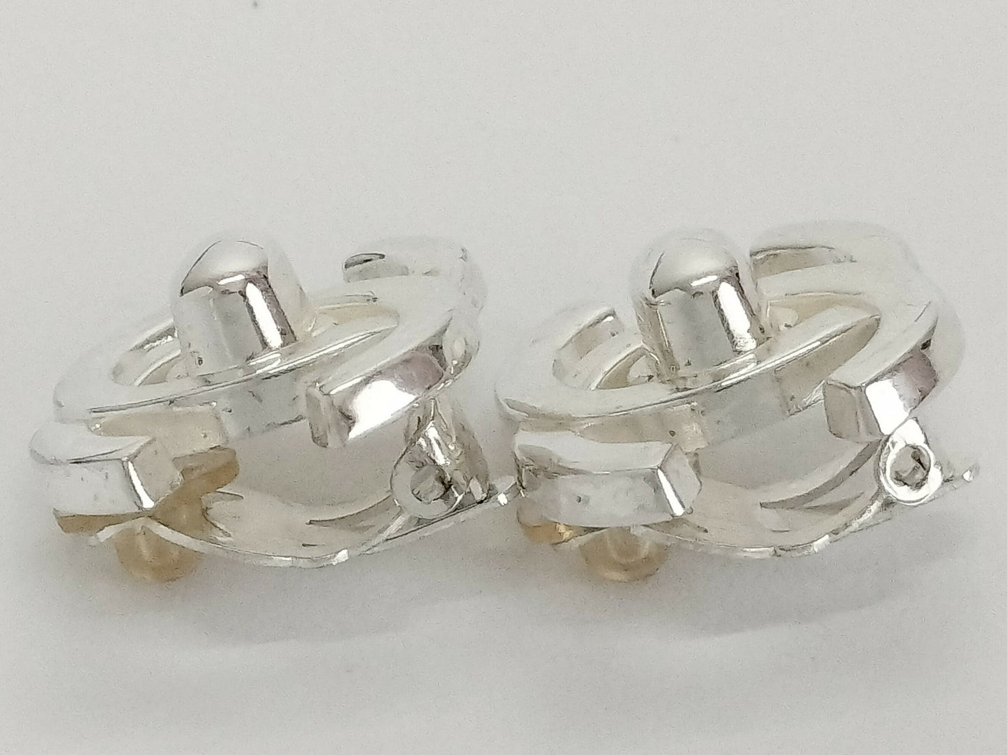 Chanel Vintage 96A Silver Latch Coco Mark Clip-on Earrings