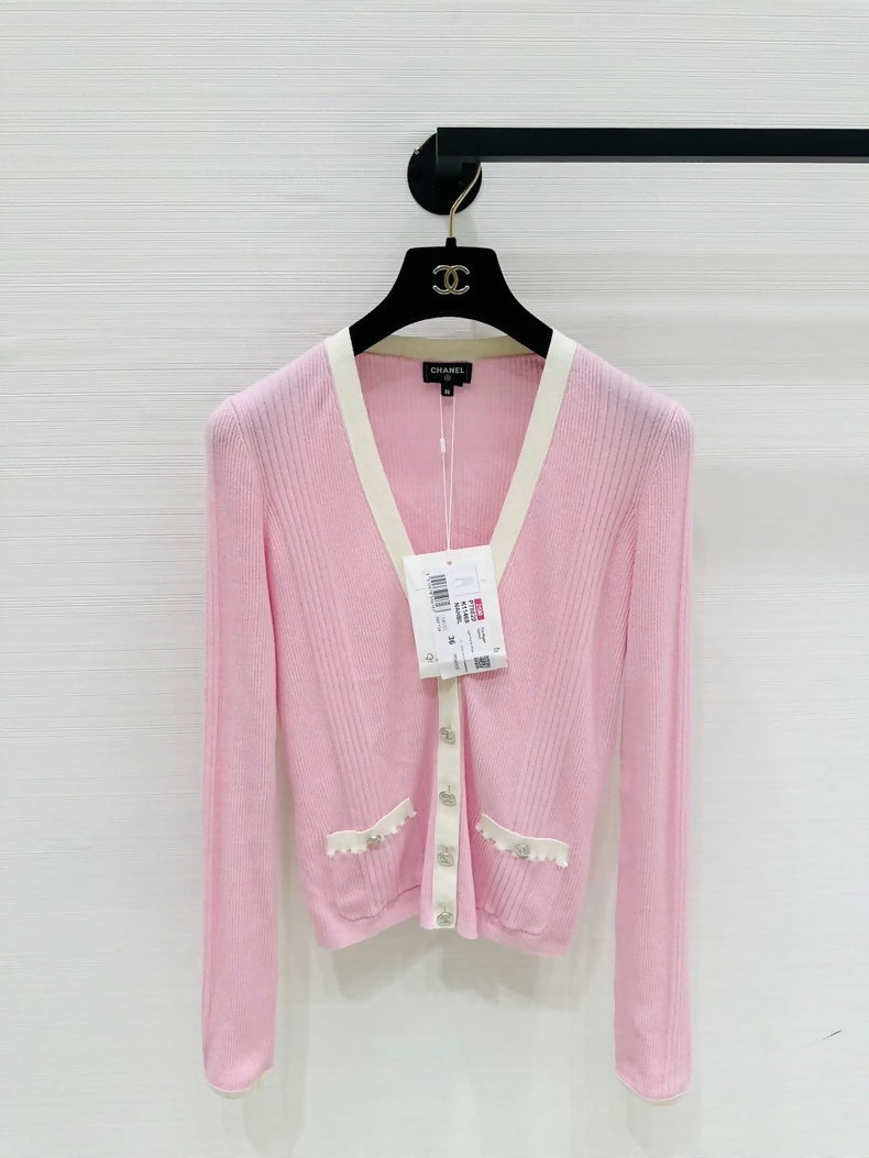 Chanel Coco Beach pink cardigan, size F36
