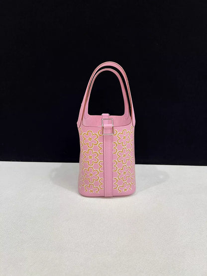 Hermes Picotin 14 Mauve Sylvestre Swift Leather Lucky Daisy palladium hardware