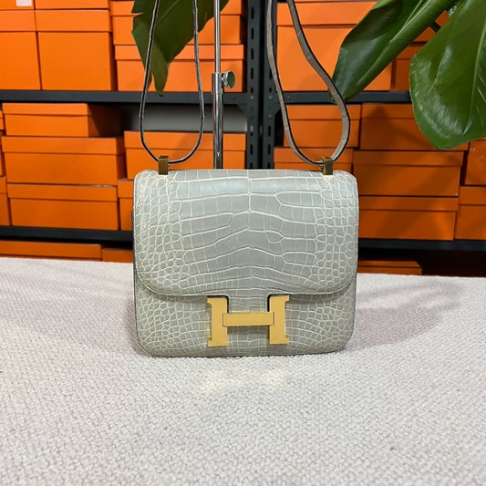 Hermès Constance 24 matte crocodile leather gold hardware