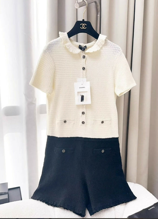 Chanel 24P ecru & black jumpsuit