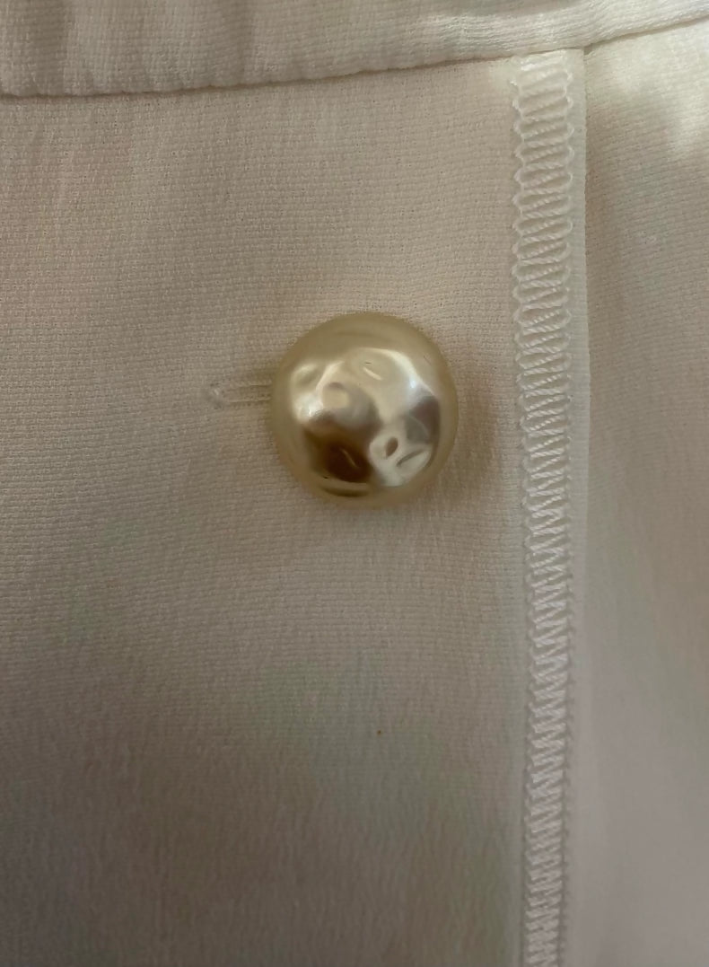 Chanel ecru white maxi dress with pearl buttons and a backless design,