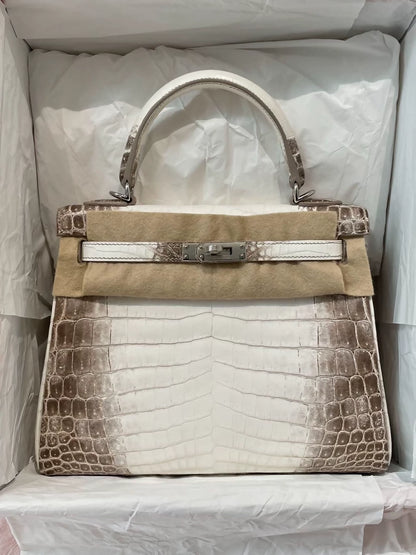 Hermes Kelly 25 Himalaya crocodile leather palladium hardware