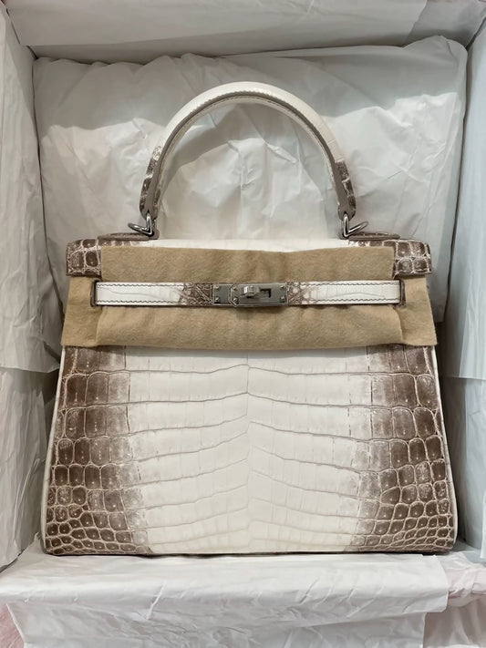 Hermes Kelly 25 Himalaya crocodile leather palladium hardware