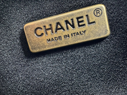 Chanel 2015 Velvet Imitation Pearl & Gold Embroidery Chain Evening Clutch Bag