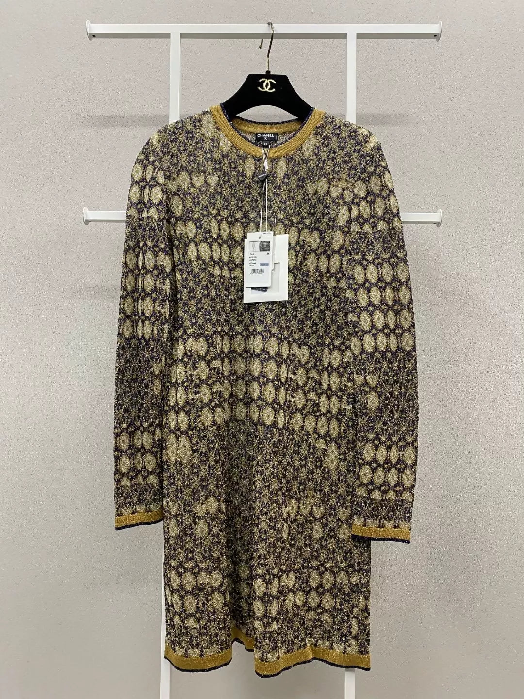 Chanel 19A Egyptian series gold thread knitted dress
