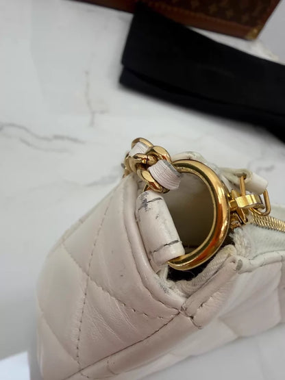 Chanel 24p White Hobo Shoulder Bag gold hardware