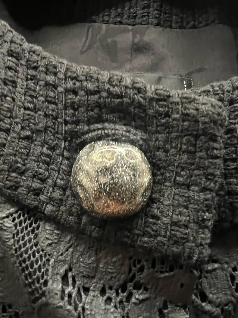 Chanel black lace and tweed jacket