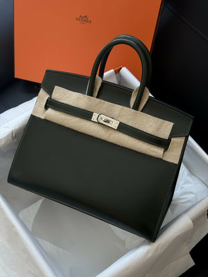 Hermès Birkin 25 Sellier Vert Émeraude / Emerald Green Box Calfskin Leather with Palladium Hardware