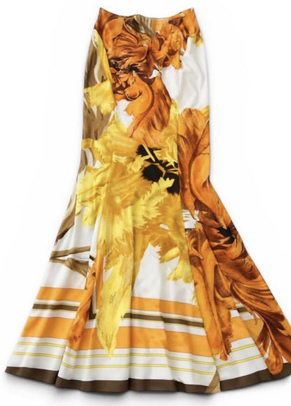 Vintage Roberto Cavalli S/S 2005 Silk Floral Dress Gown Maxi Set IT 40/42