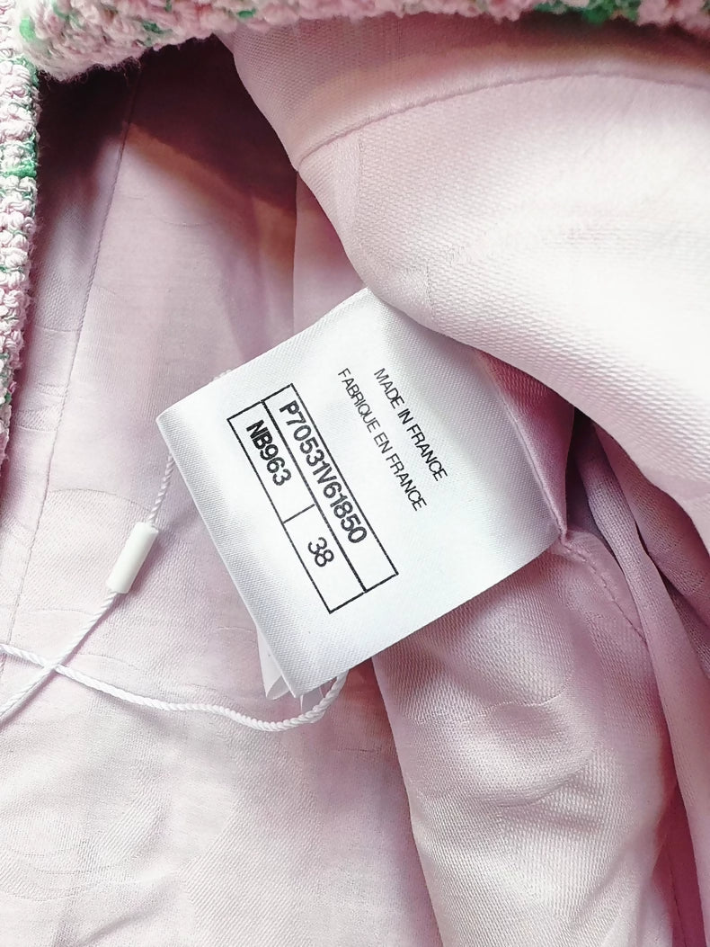 Chanel 21S pink and green tweed oversized coat