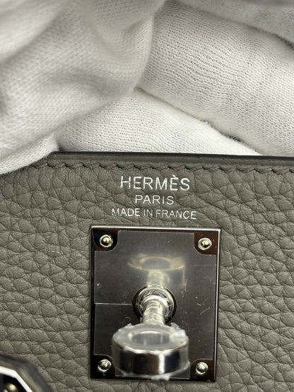Hermès Kelly Ado Backpack Étain / Etain Clemence (TC) Leather with Palladium Hardware