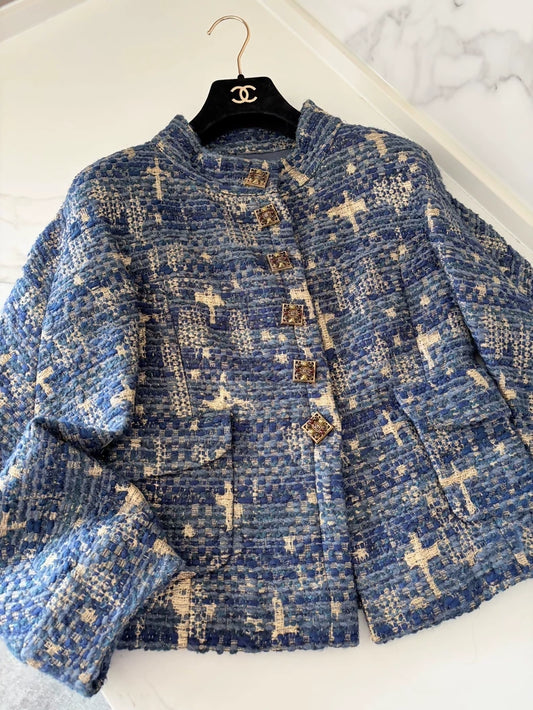 Chanel 11A Blue and Gold Byzantine Jacket
