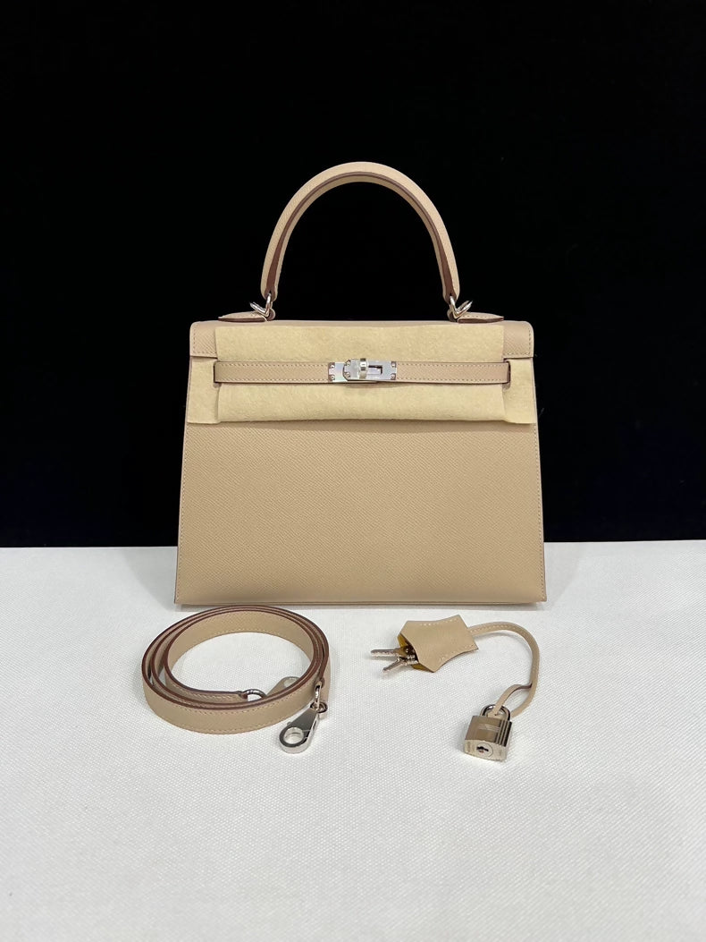 Hermes Kelly 25 trench coat Epsom leather palladium hardware