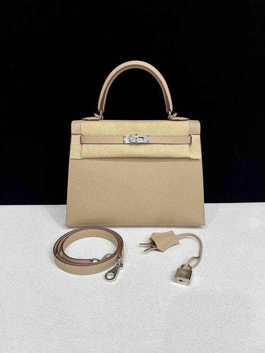 Hermes Kelly 25 trench coat Epsom leather palladium hardware