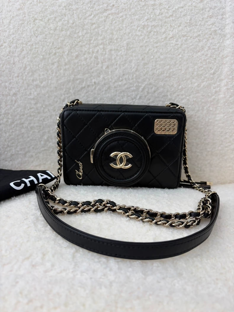 Chanel 24s Black Lambskin Camera Bag
