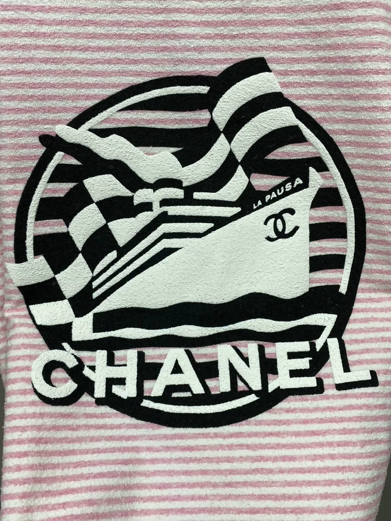 Chanel 19C Pink and White Striped Short-Sleeve T-Shirt