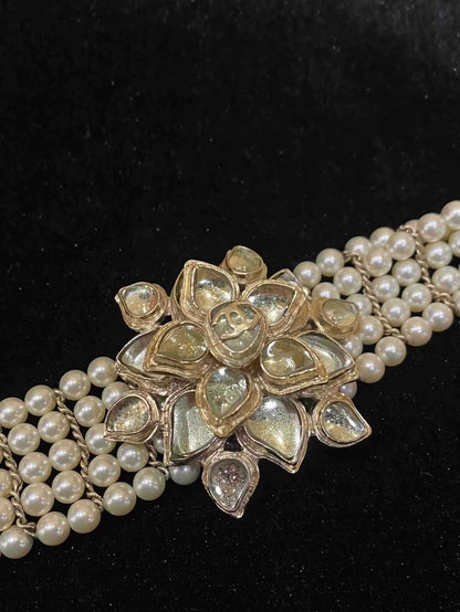 Chanel 2012 Bombay Collection Glass Flower Pearl Bracelet