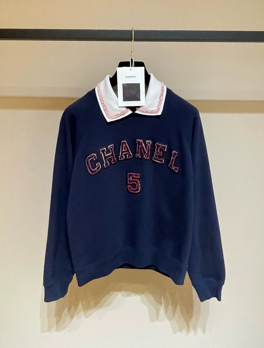Chanel 23p dark blue pullover sweater