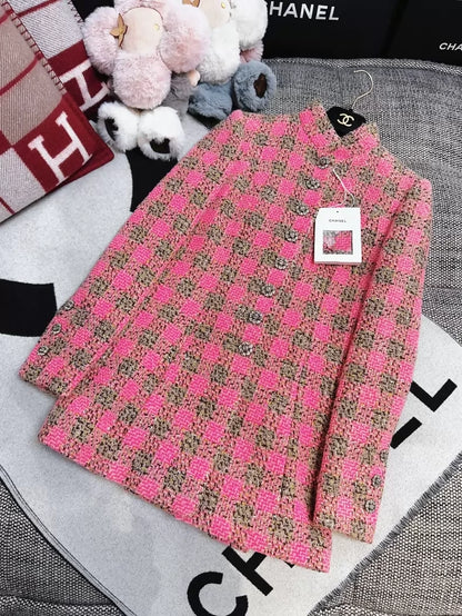Chanel 22K pink and khaki tweed jacket