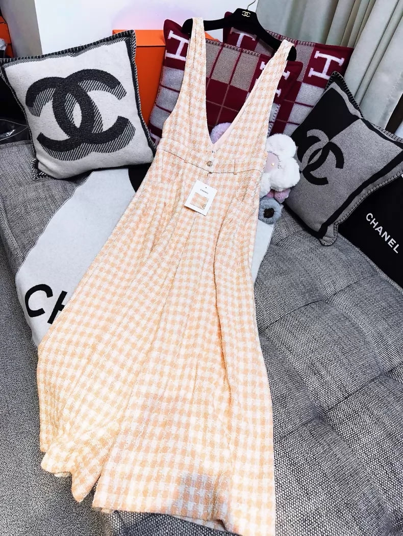Chanel 23S Orange Houndstooth tweed Jumpsuit