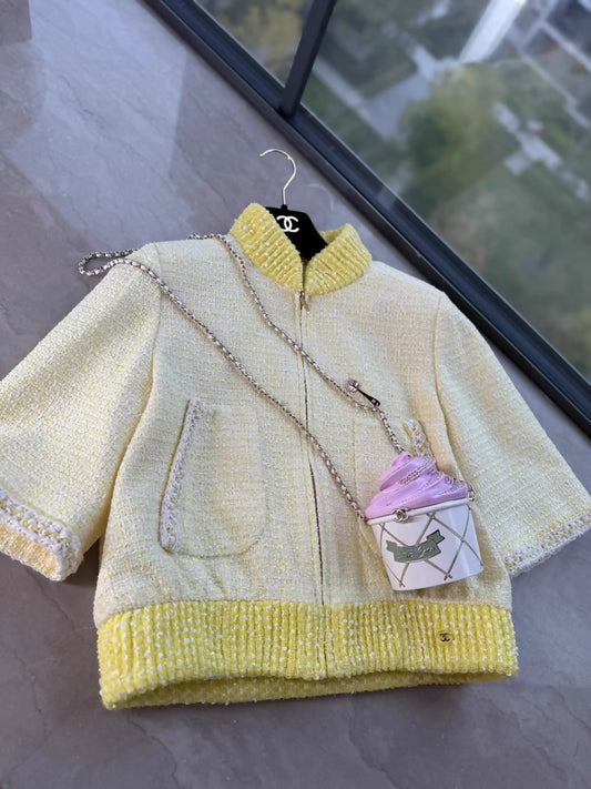 Chanel 2019 Beach Collection Yellow Sequined tweed Jacket
