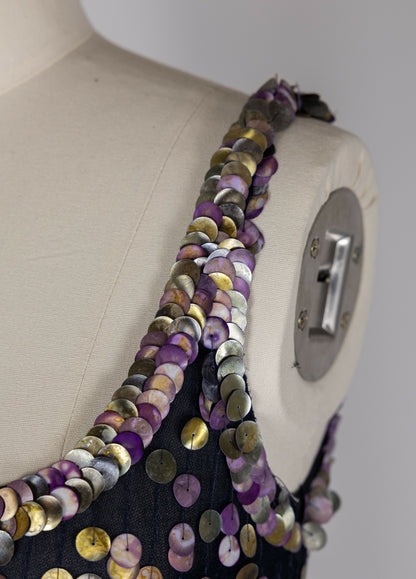 Chanel 2006 Cruise Navy Sequin Maxi Dress